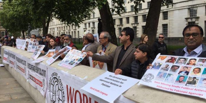 World Sindhi Congress stages protest against enforced disappearances outside 10 Downing Street